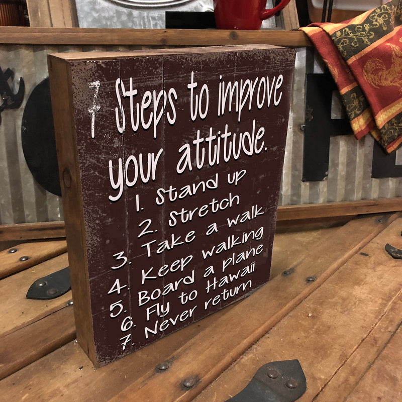 Vintage 7 Steps to Happiness Wooden Box Sign