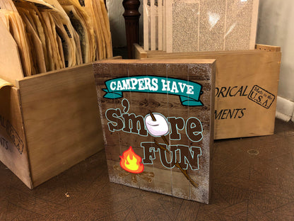 Vintage S'more Fun Wooden Box Sign