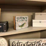 Vintage Gone Fishing Wood Box Sign