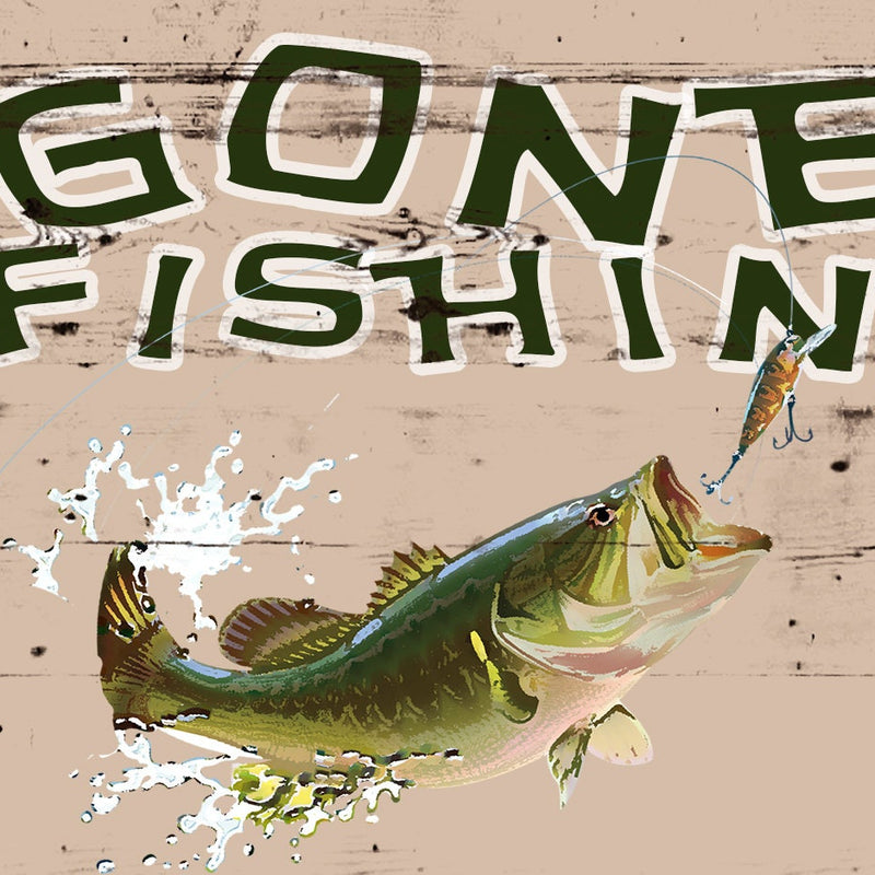 Vintage Gone Fishing wood box sign