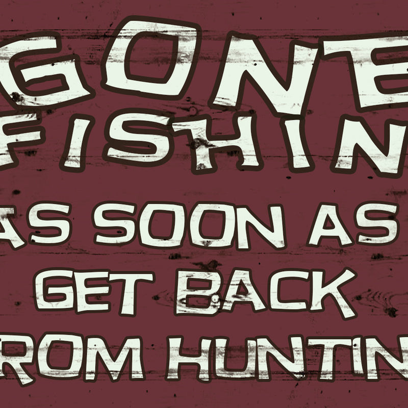 Vintage Gone Fishing Sign - Wood Box