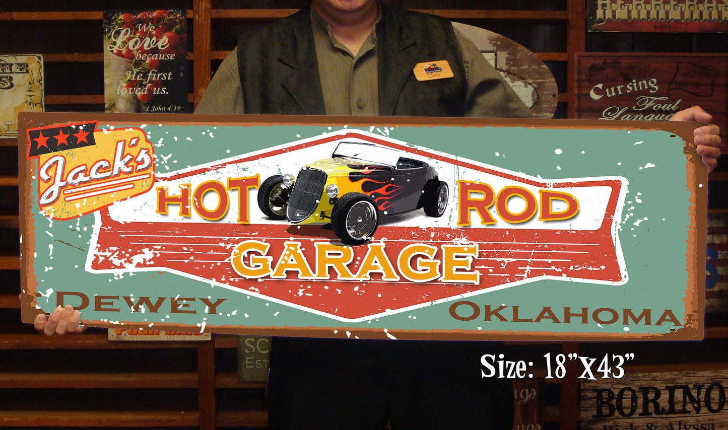 HUGE Custom Vintage Tin Sign - with picture of YOUR Car!!!