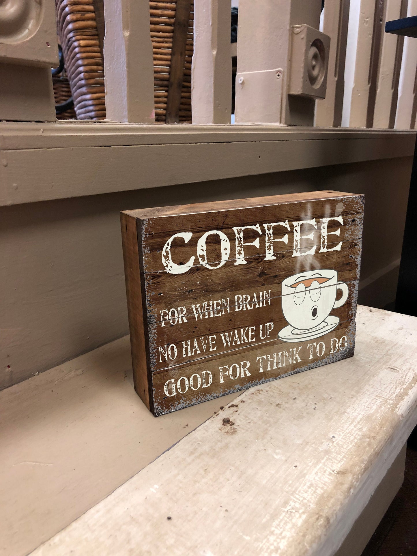 Vintage Coffee Wood Box Sign