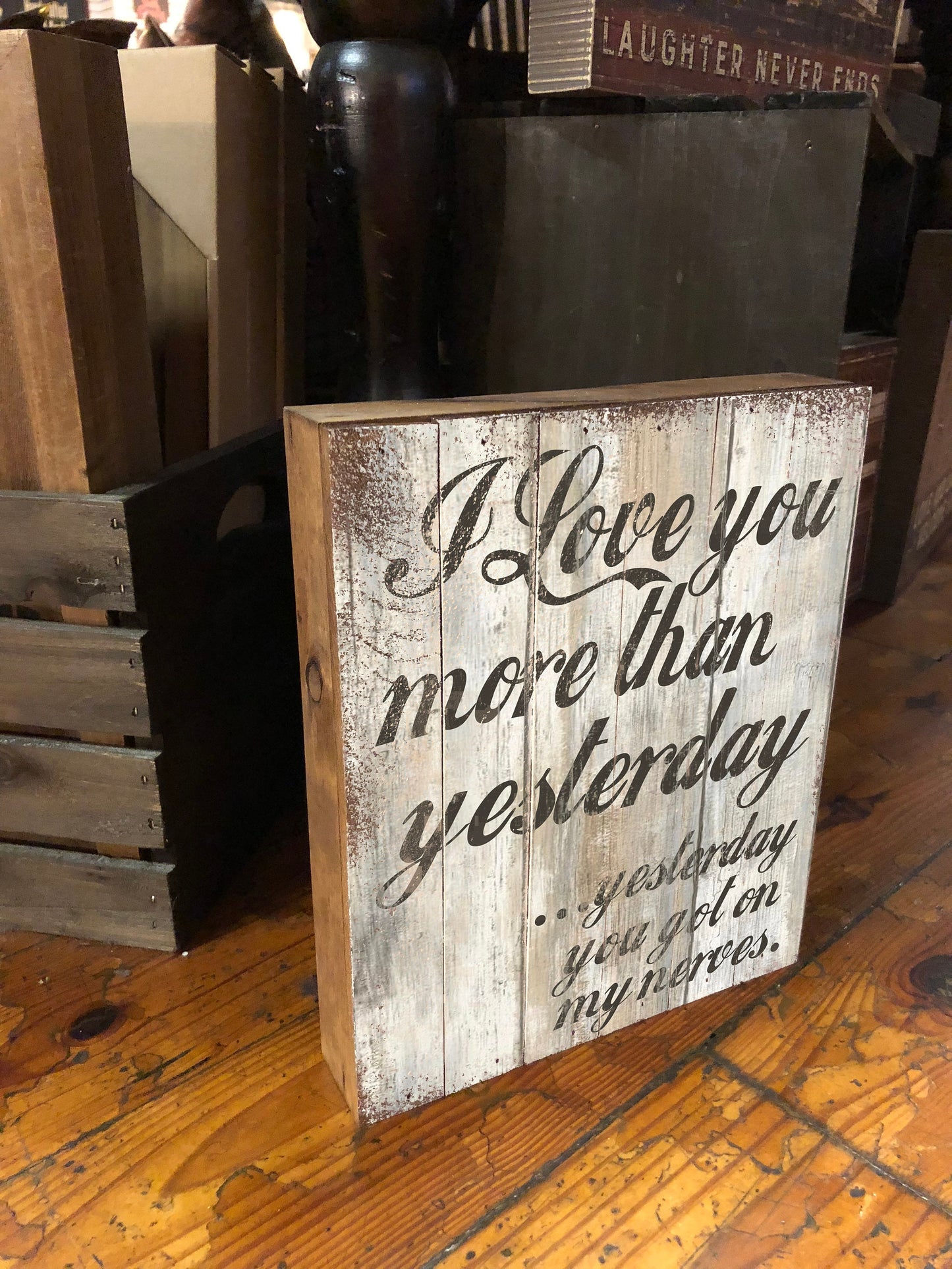 Vintage Love You Wooden Box Sign