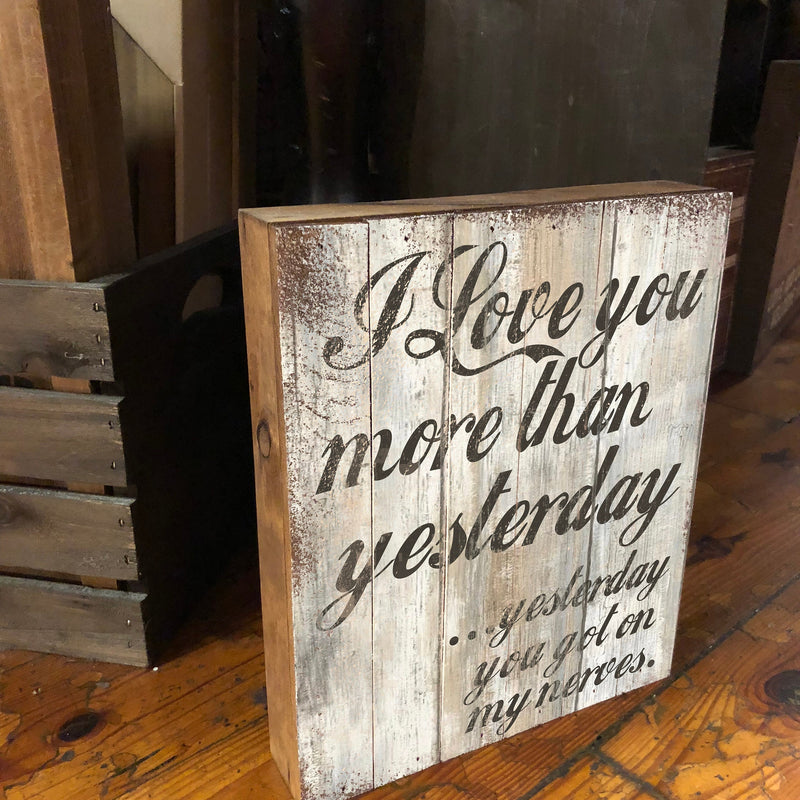 Vintage Love You Wooden Box Sign