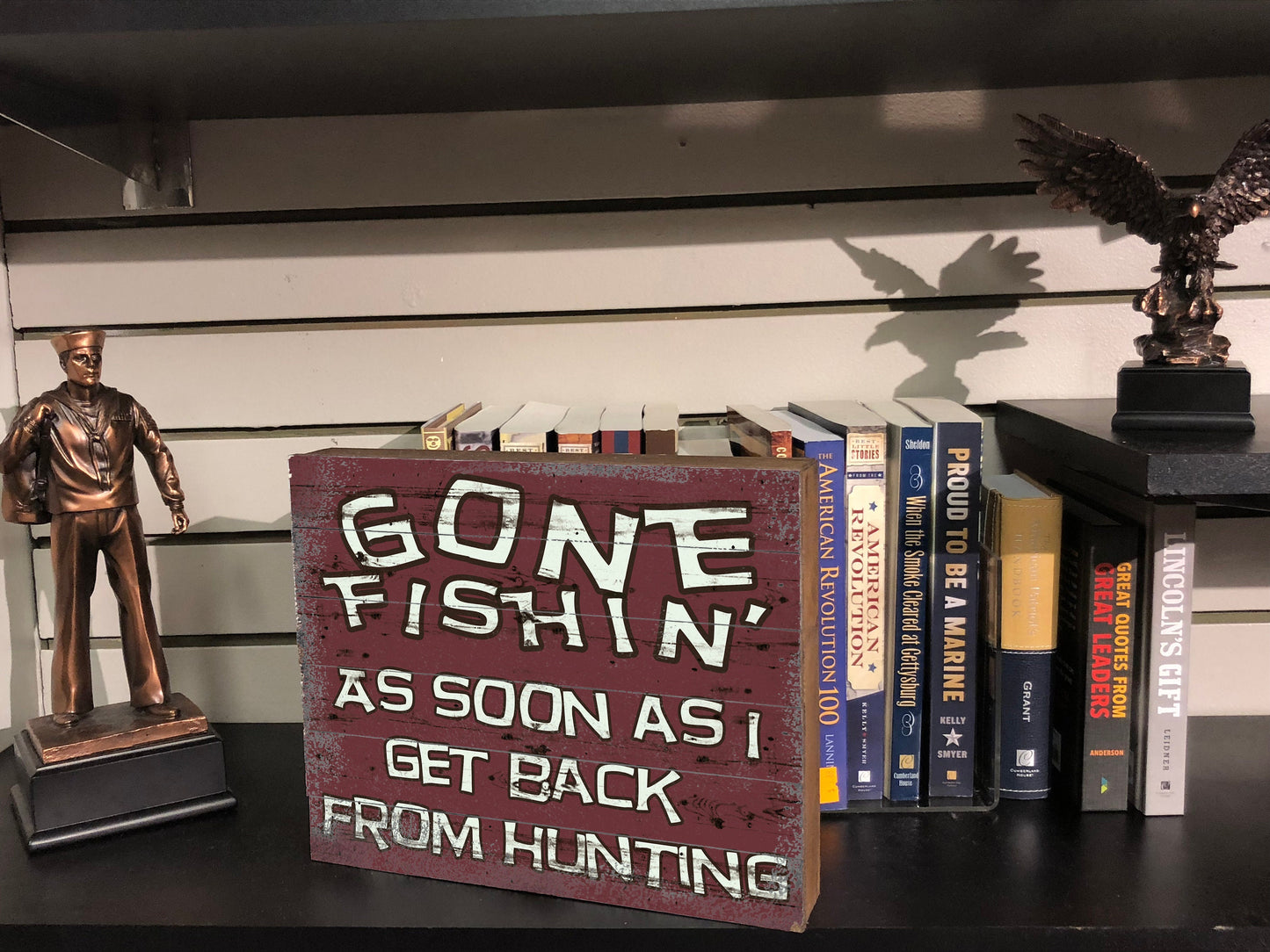 Vintage Gone Fishing Wooden Sign