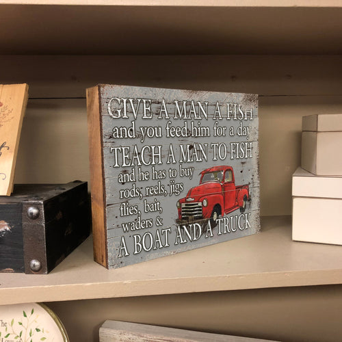 Vintage Fishing Wood Sign