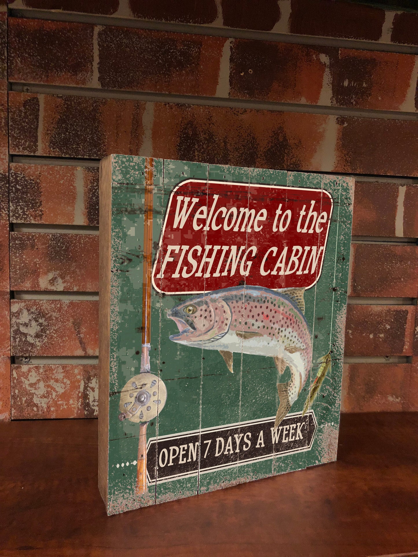 Vintage Fishing Cabin Wooden Signs