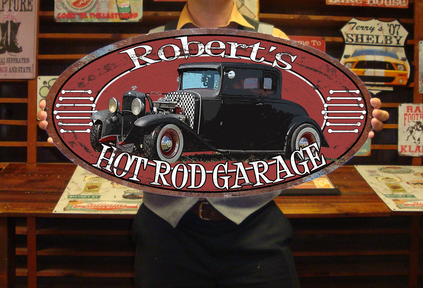 Custom Vintage Tin Sign - with picture of YOUR Car!!!