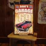 Vintage Tin Metal Sign for Garage. Free Personalization! YOUR Car Included on the Sign.