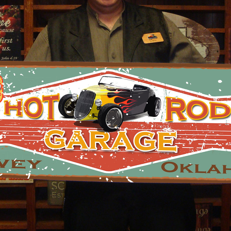 HUGE Custom Vintage Tin Sign - with picture of YOUR Car!!!