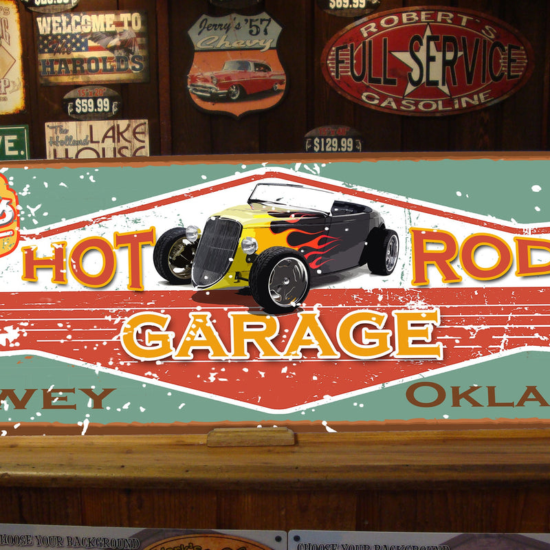 HUGE Custom Vintage Tin Sign - with picture of YOUR Car!!!