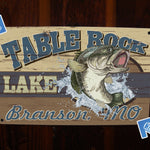 Custom Lake sign with bass, personalized tin sign