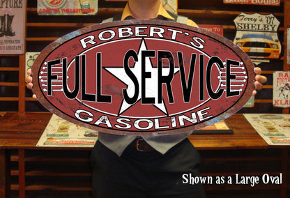 Vintage, Full Service Gasoline Tin Sign - Personalized