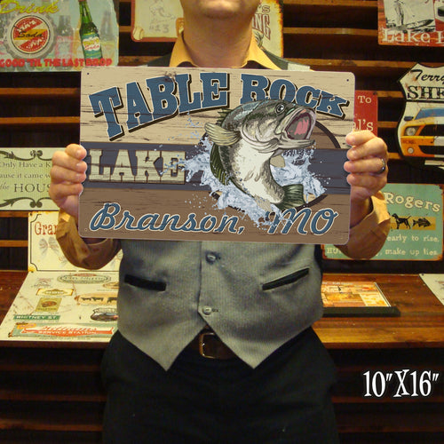 Custom Lake Sign with Bass