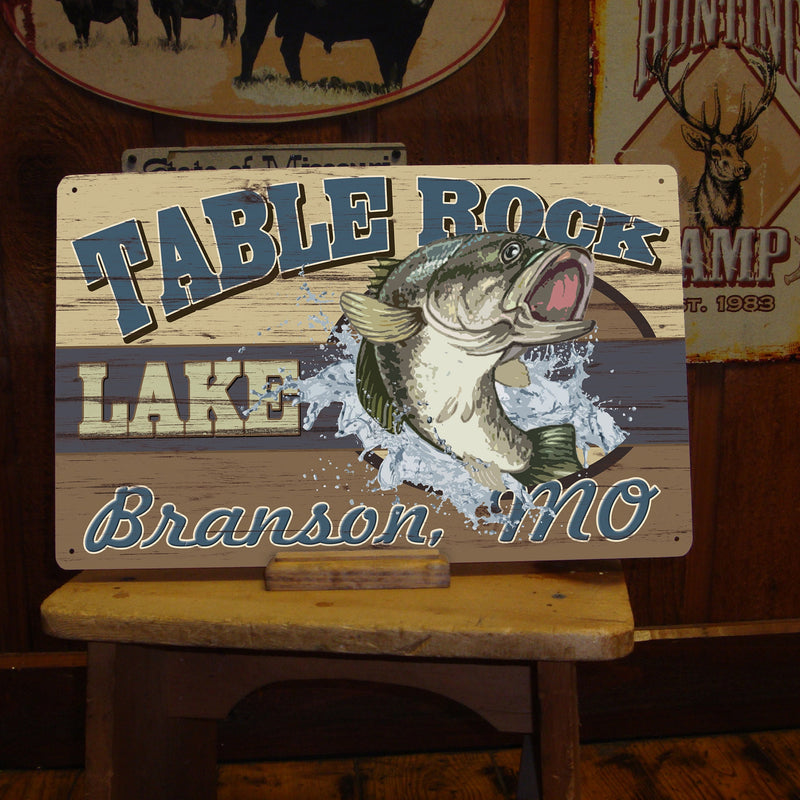 Custom Lake Sign with Bass