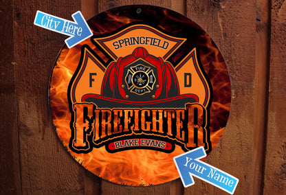 Firefighter Sign - Free Personalization - Your Emblem!!