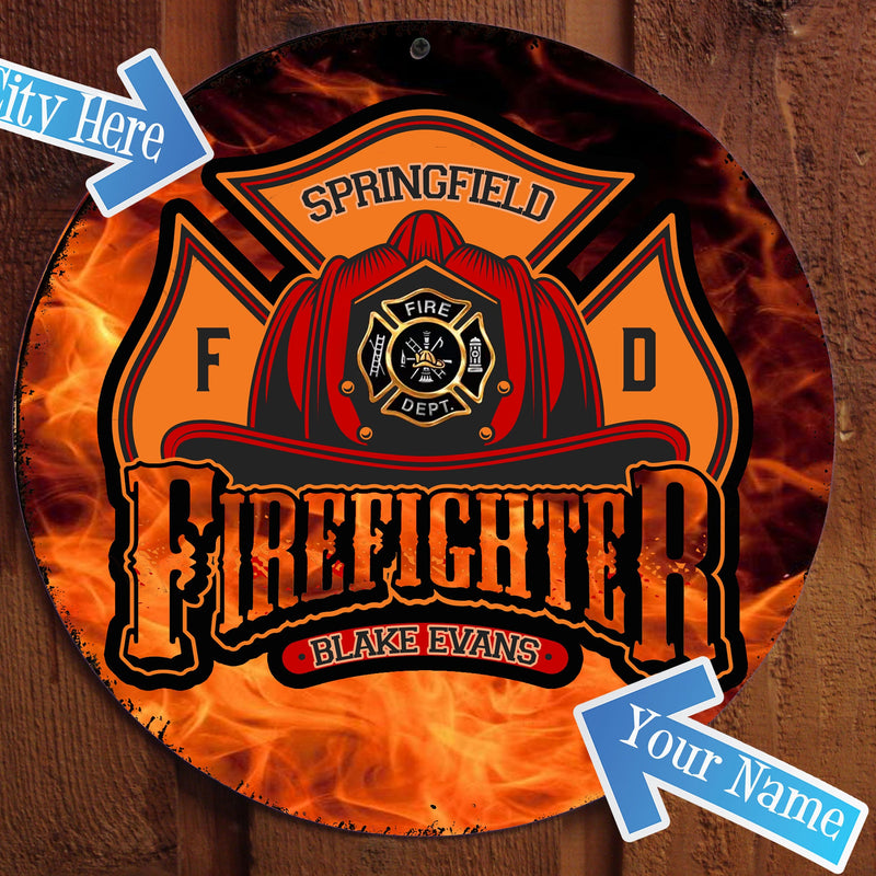 Firefighter Sign - Free Personalization - Your Emblem!!
