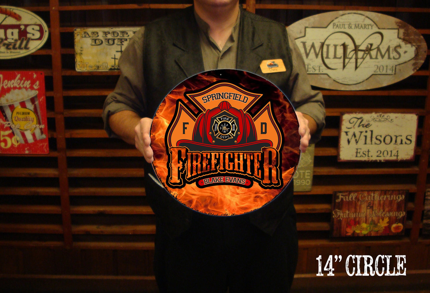 Firefighter Sign - Free Personalization - Your Emblem!!