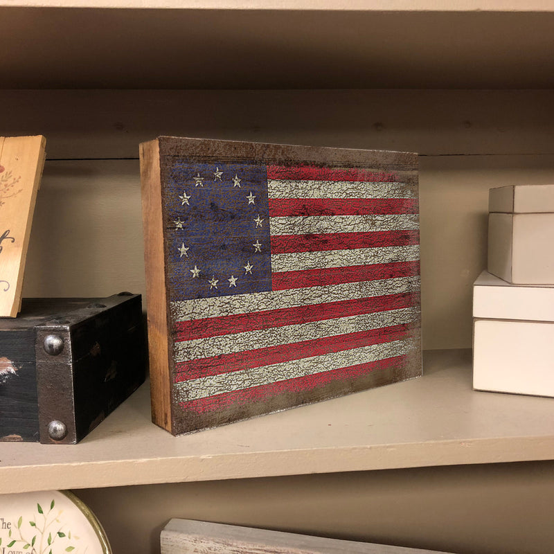 Betsy Ross Flag - Vintage Wood Box Sign