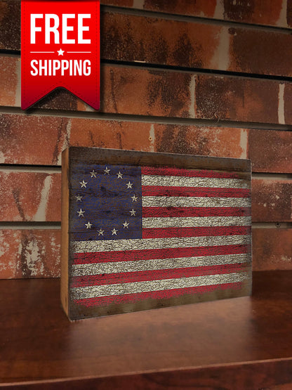 Betsy Ross Flag - Vintage Wood Box Sign