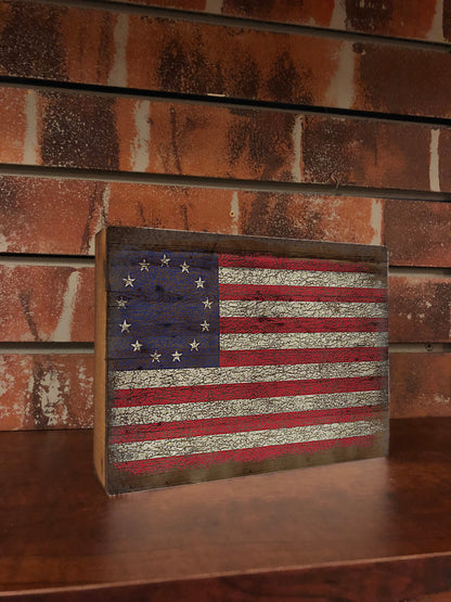 Betsy Ross Flag - Vintage Wood Box Sign