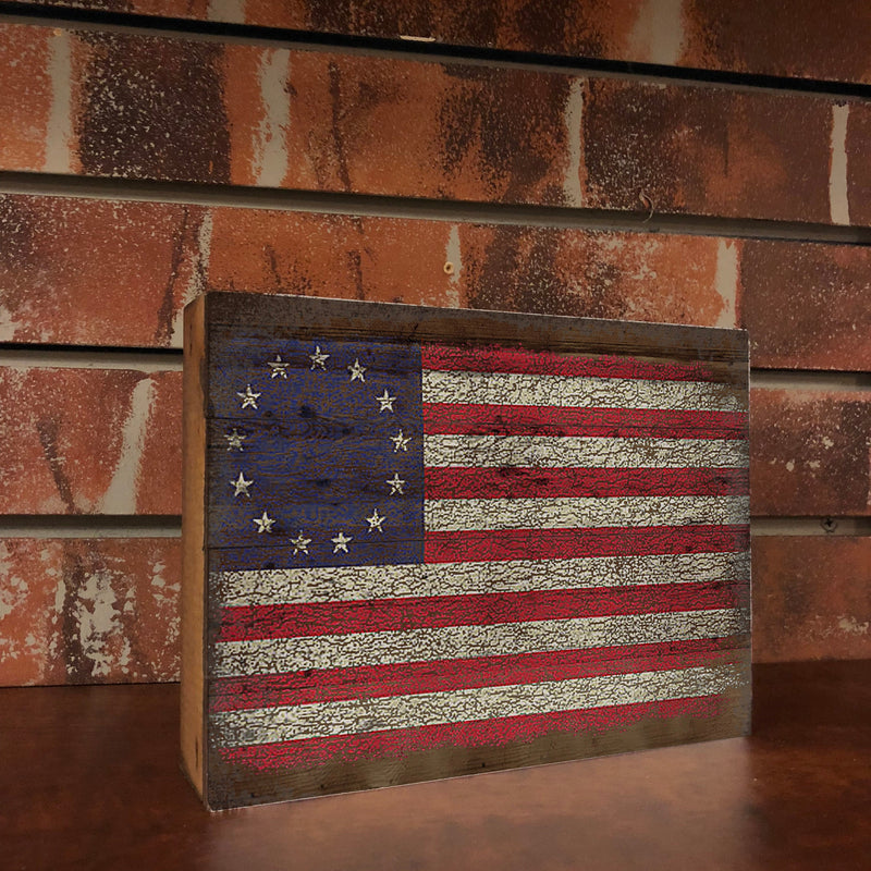 Betsy Ross Flag - Vintage Wood Box Sign