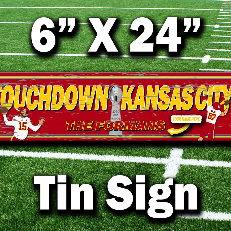 Kansas City football tin sign, personalized