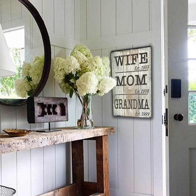 Wife. Mom. Grandma. Custom Sign