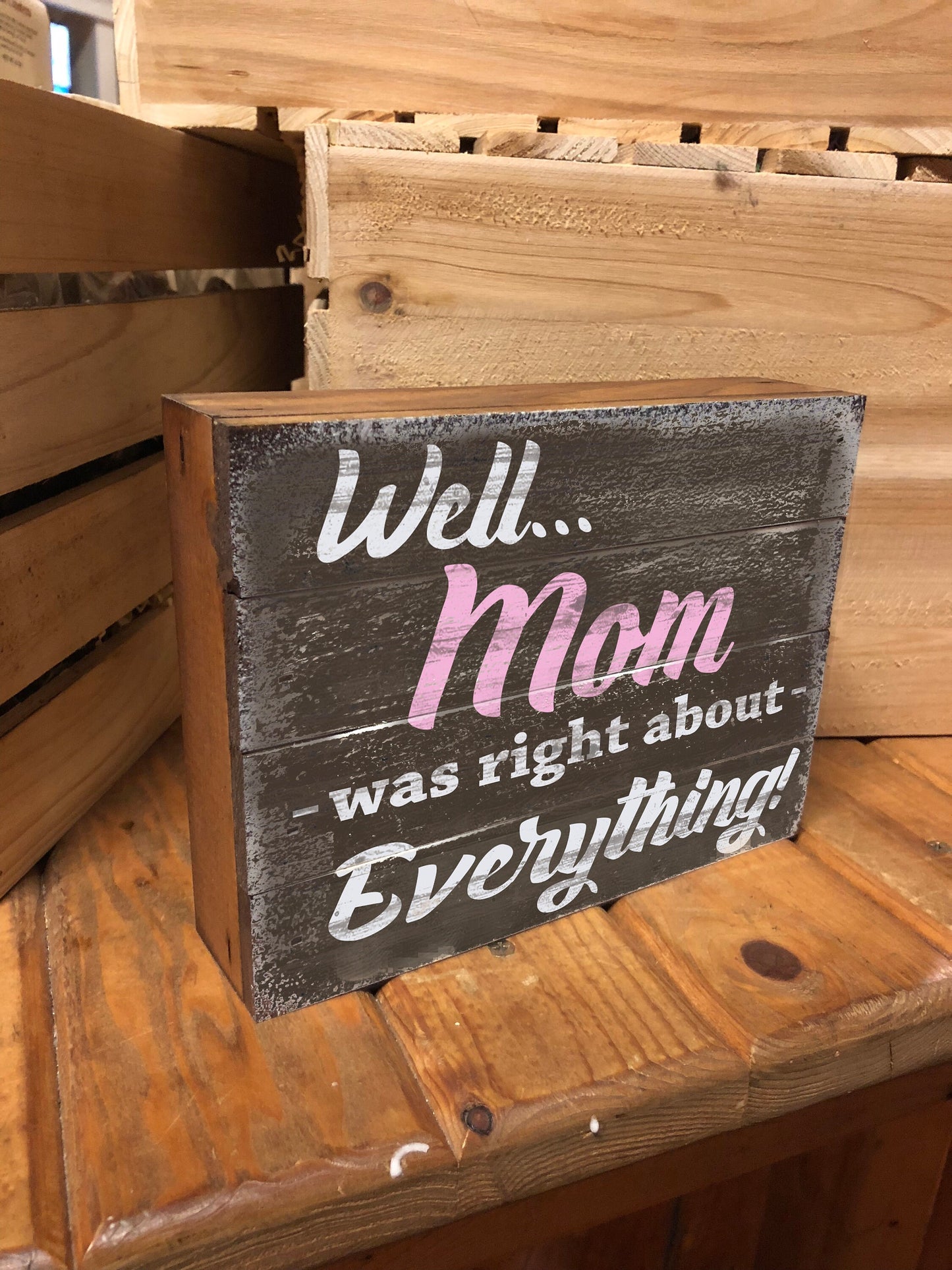 Well Mom was right about EVERYTHING - Cute Sign