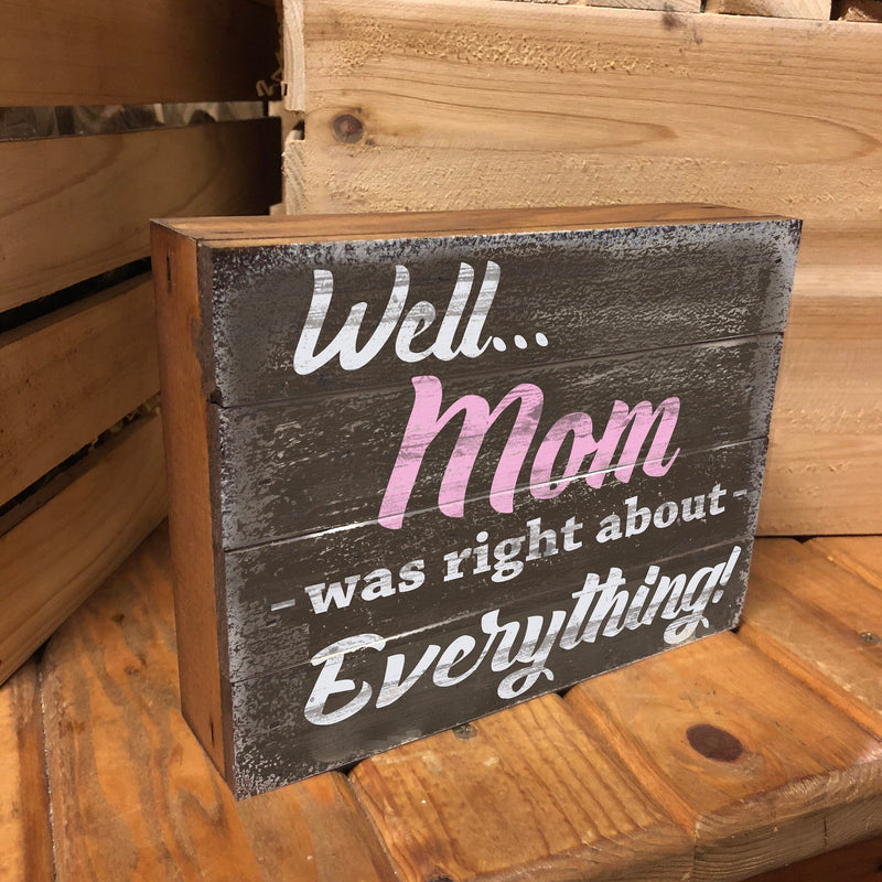 Well Mom was right about EVERYTHING - Cute Sign