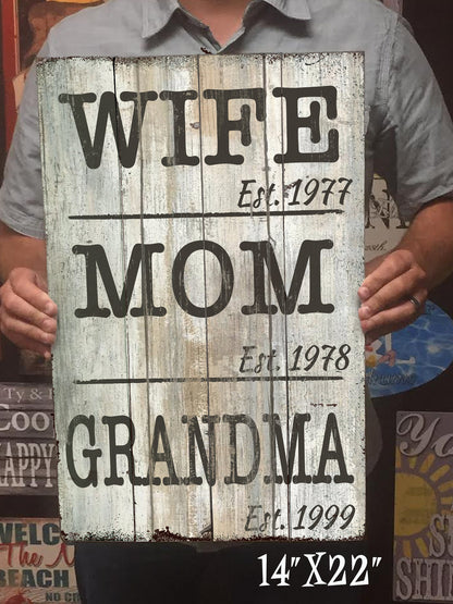 Wife. Mom. Grandma. Custom Sign