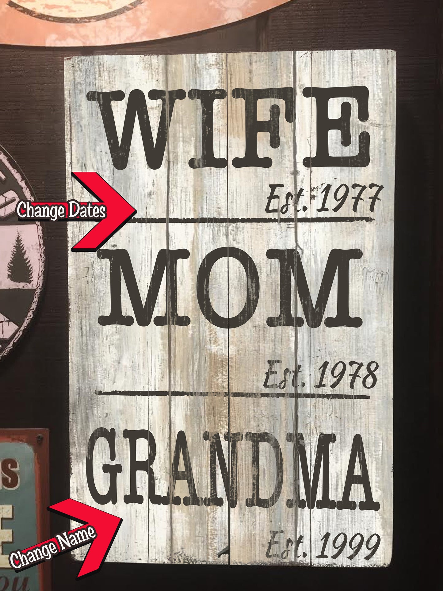 Wife. Mom. Grandma. Custom Sign