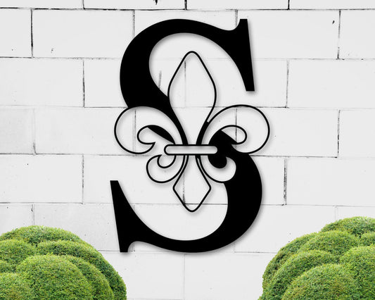 Fleur De Lis, Last Name Monogram, Monogram Door Hanger, Wedding Monogram, Initial Sign, Fleur De Lis Wall Art, Metal Monogram, Door Hanger