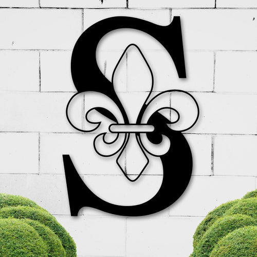 Fleur De Lis, Last Name Monogram, Monogram Door Hanger, Wedding Monogram, Initial Sign, Fleur De Lis Wall Art, Metal Monogram, Door Hanger