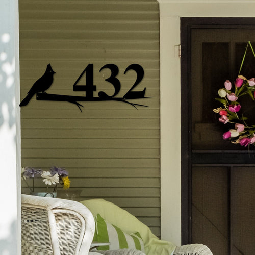 Cardinal Sign, Cardinal Address Sign, Bird House Numbers, Branch Address Sign, Porch Sign, Metal Address Sign, Metal Address numbers, Bird
