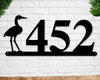 Crane Sign, Crane Address Sign, Bird House Numbers, Branch Address Sign, Porch Sign, Metal Address Sign, Metal Address numbers, Address Sign