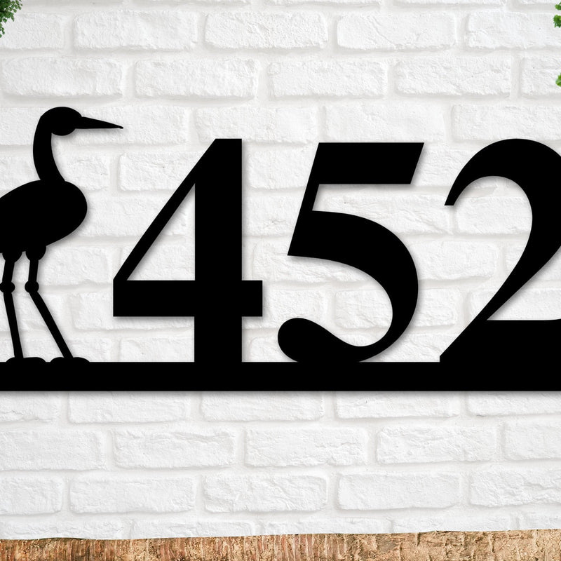 Crane Sign, Crane Address Sign, Bird House Numbers, Branch Address Sign, Porch Sign, Metal Address Sign, Metal Address numbers, Address Sign