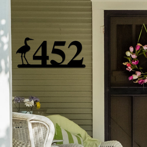 Crane Sign, Crane Address Sign, Bird House Numbers, Branch Address Sign, Porch Sign, Metal Address Sign, Metal Address numbers, Address Sign