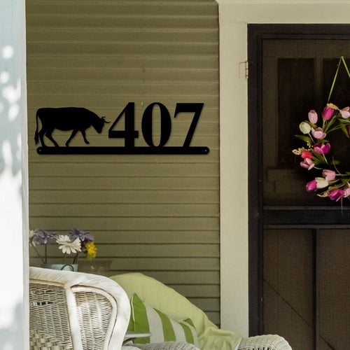 Bull Sign, Bull Address Sign, Farm Animal Numbers, Farm Address Sign, Barn Sign, Metal Address Sign, Farm Animal Address numbers, Farm Sign