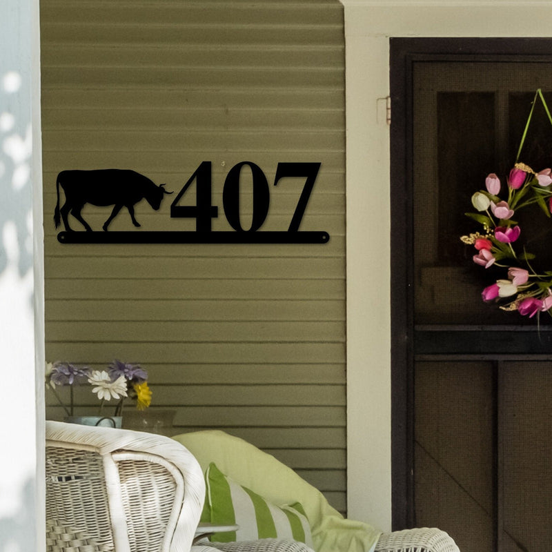 Bull Sign, Bull Address Sign, Farm Animal Numbers, Farm Address Sign, Barn Sign, Metal Address Sign, Farm Animal Address numbers, Farm Sign