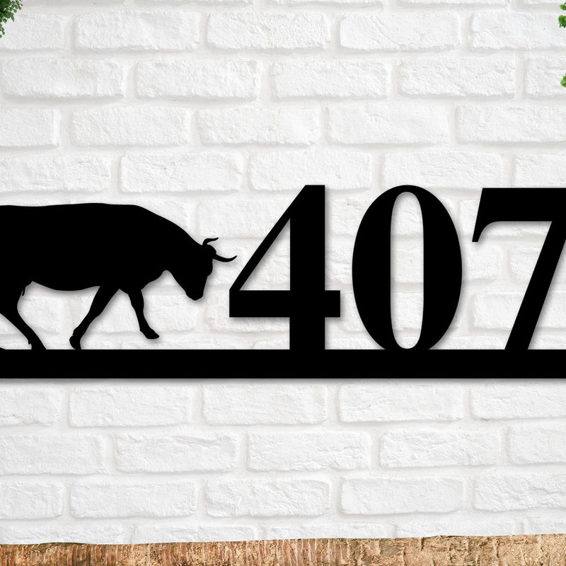 Bull Sign, Bull Address Sign, Farm Animal Numbers, Farm Address Sign, Barn Sign, Metal Address Sign, Farm Animal Address numbers, Farm Sign