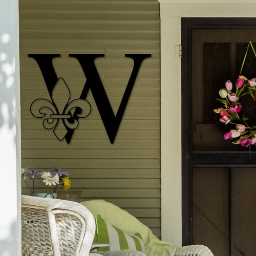 Fleur De Lis, Last Name Monogram, Monogram Door Hanger, Wedding Monogram, Initial Sign, Fleur De Lis Wall Art, Metal Monogram, Door Hanger