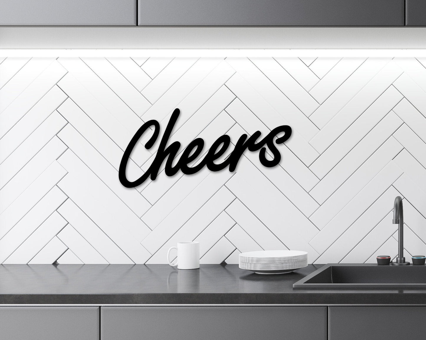Cheers Bar Sign, Cheers Sign Decor, Cheers Sign, Mother's Day Gift, Wine Gifts, Bar Sign, Cheers Word Metal Wall Sign, Bar Home Decor