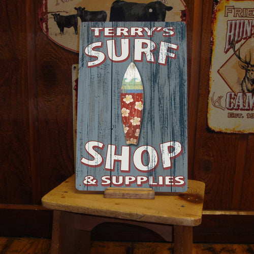 Custom, Vintage Surf Shop Sign - FREE Personalization