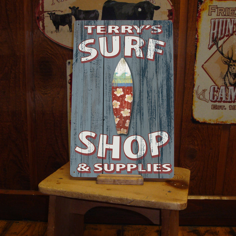 Custom, Vintage Surf Shop Sign - FREE Personalization