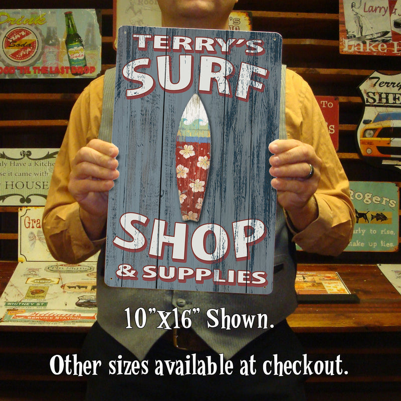 Custom, Vintage Surf Shop Sign - FREE Personalization