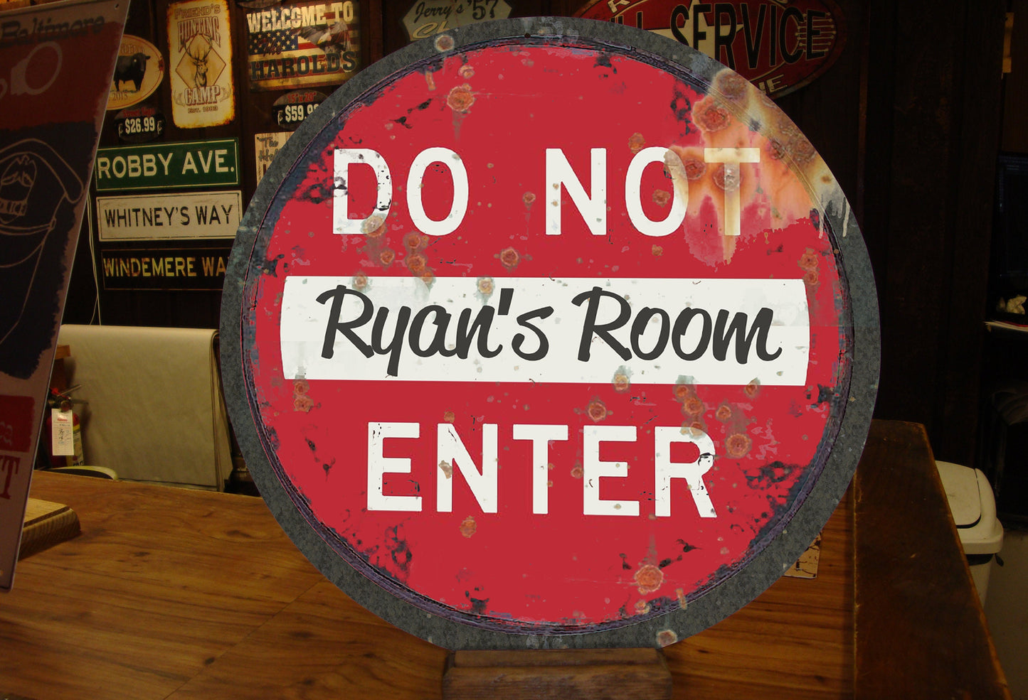 Vintage, Do Not Enter Road Sign! Free Personalization.