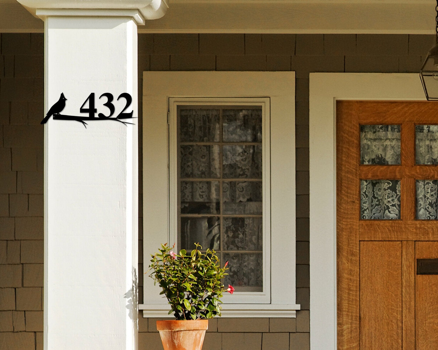 Cardinal Sign, Cardinal Address Sign, Bird House Numbers, Branch Address Sign, Porch Sign, Metal Address Sign, Metal Address numbers, Bird