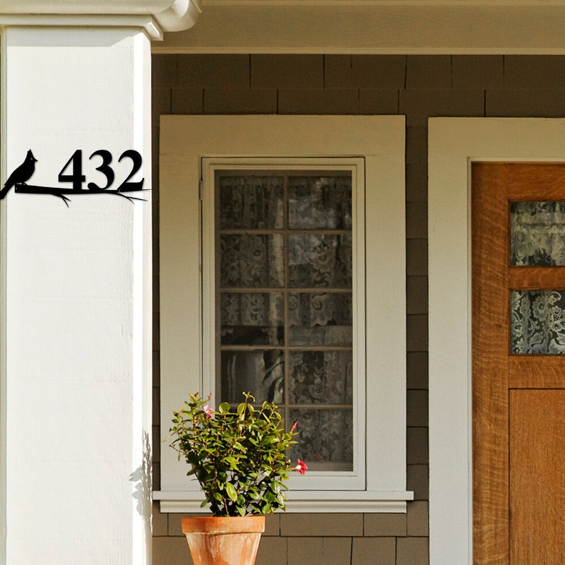 Cardinal Sign, Cardinal Address Sign, Bird House Numbers, Branch Address Sign, Porch Sign, Metal Address Sign, Metal Address numbers, Bird